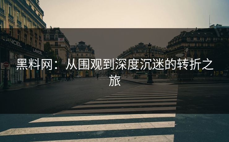 黑料网:从围观到深度沉迷的转折之旅 第1张 黑料网:从围观到深度沉迷的转折之旅 第1张