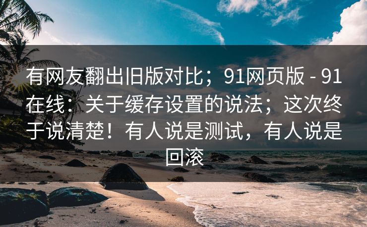 有网友翻出旧版对比；91网页版 - 91在线：关于缓存设置的说法；这次终于说清楚！有人说是测试，有人说是回滚  第1张