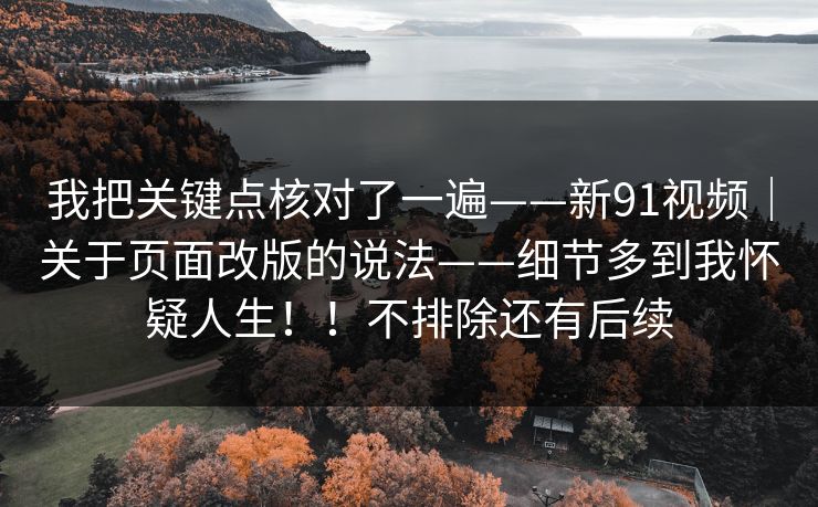 我把关键点核对了一遍——新91视频｜关于页面改版的说法——细节多到我怀疑人生！！不排除还有后续  第1张