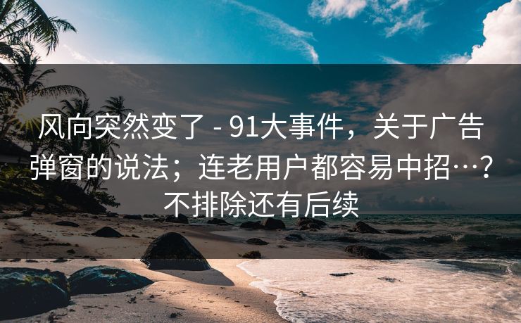 风向突然变了 - 91大事件，关于广告弹窗的说法；连老用户都容易中招…？不排除还有后续  第1张