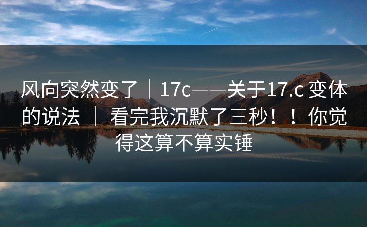 风向突然变了｜17c——关于17.c 变体的说法 ｜ 看完我沉默了三秒！！你觉得这算不算实锤  第1张